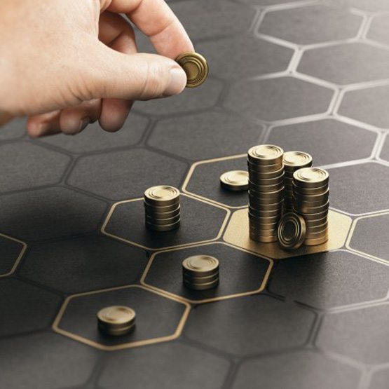 Coins arranged on hexagonal grid
