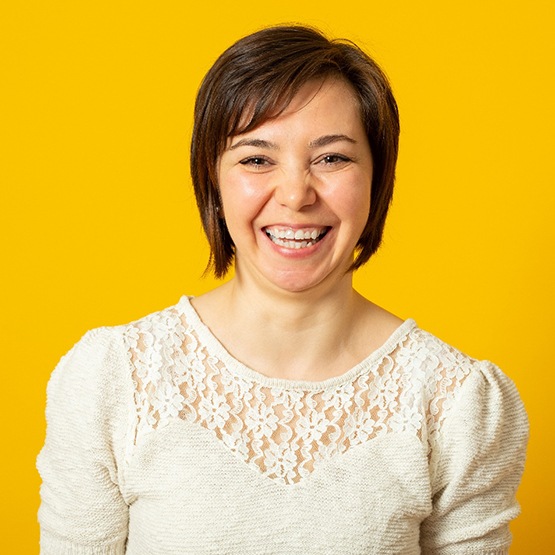 Person with crooked and crowded teeth