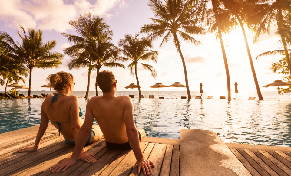 Couple on vacation at resort